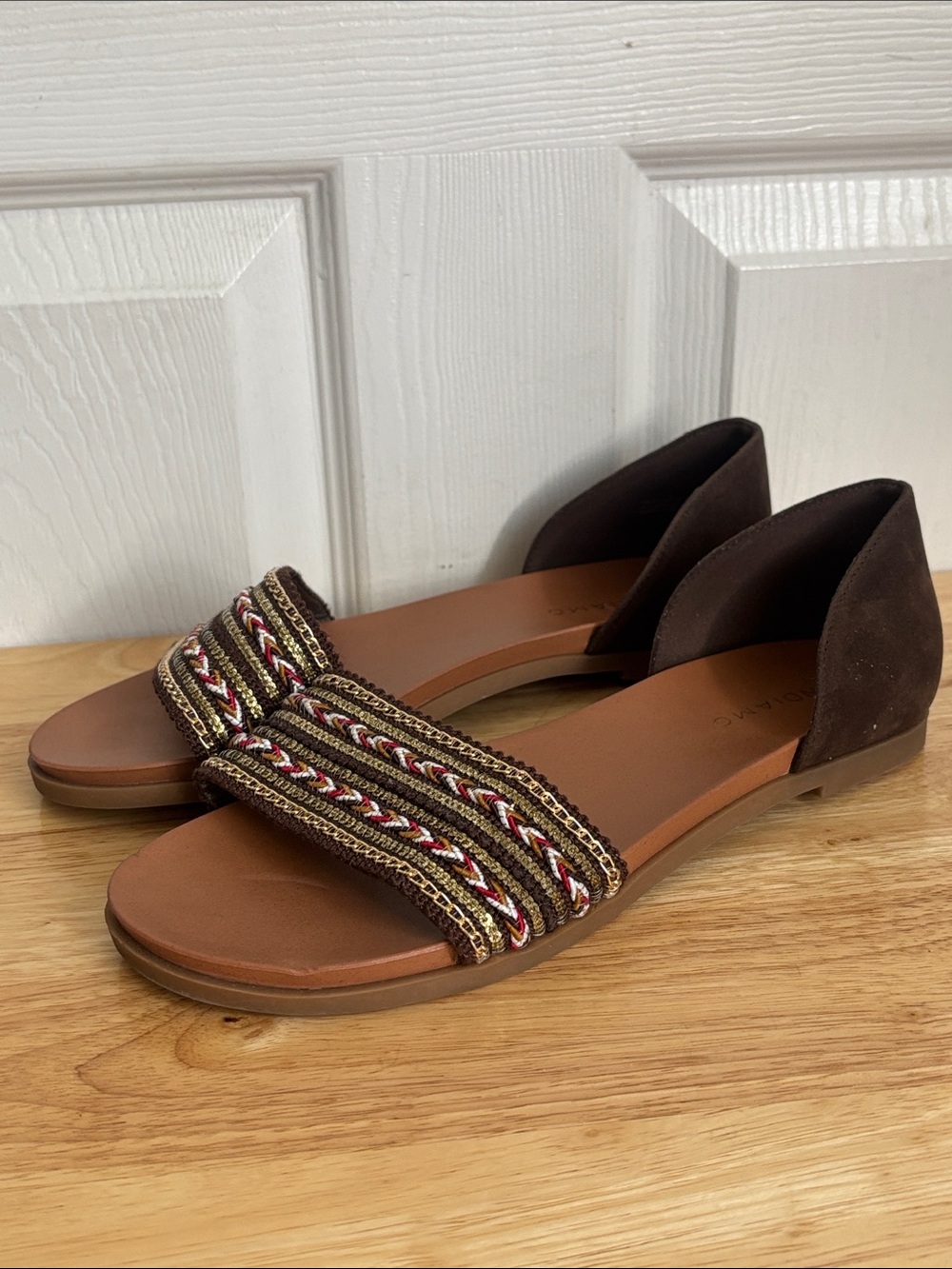 Andiamo Abaylor Brown Boho Strap D'Orsay Sandals size 9.5 Wide bohemian flats